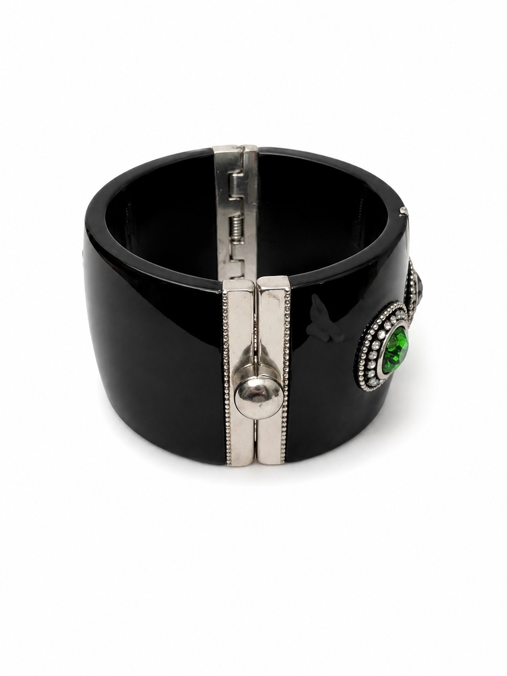 Brighton Black Bright Sparks Bangle with Green, Blue & Red Crystal Medallions - Picture 3 of 5